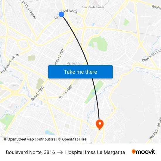 Boulevard Norte, 3816 to Hospital Imss La Margarita map