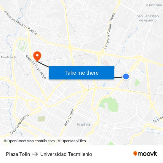Plaza Tolin to Universidad Tecmilenio map