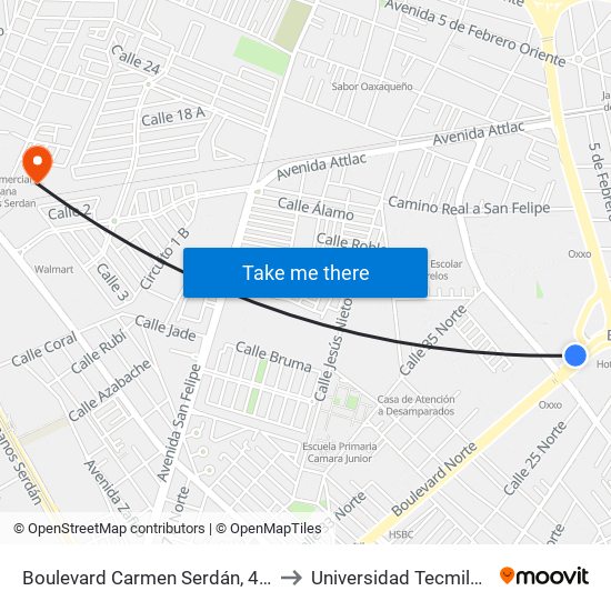 Boulevard Carmen Serdán, 4222 to Universidad Tecmilenio map