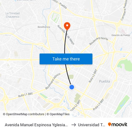 Avenida Manuel Espinosa Yglesias 31 Poniente, 2118 to Universidad Tecmilenio map