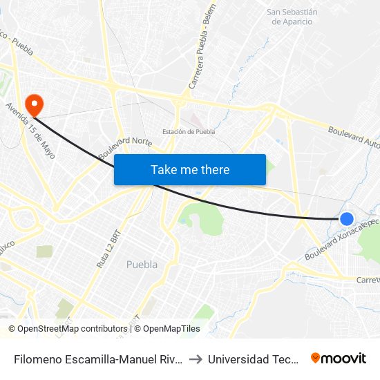 Filomeno Escamilla-Manuel Rivera Anaya to Universidad Tecmilenio map