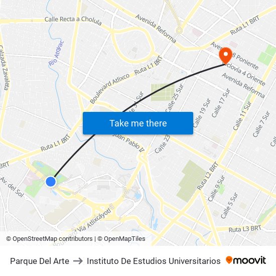 Parque Del Arte to Instituto De Estudios Universitarios map