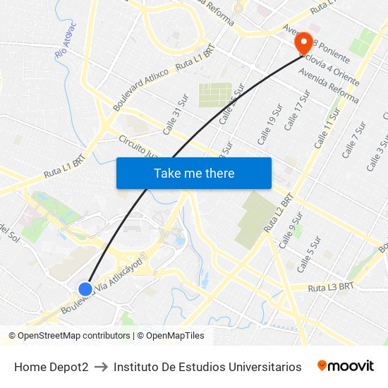 Home Depot2 to Instituto De Estudios Universitarios map