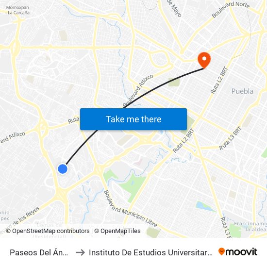 Paseos Del Ángel to Instituto De Estudios Universitarios map