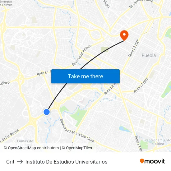 Crit to Instituto De Estudios Universitarios map