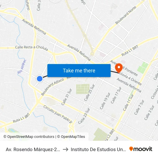 Av. Rosendo Márquez-25 Poniente to Instituto De Estudios Universitarios map