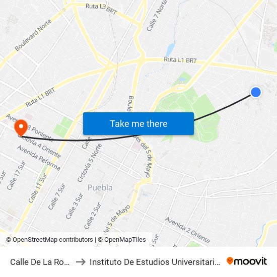 Calle De La Rosa to Instituto De Estudios Universitarios map