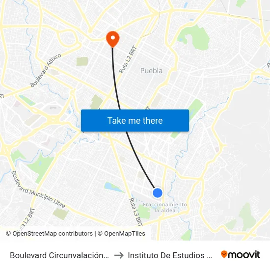 Boulevard Circunvalación - Río Suchiate to Instituto De Estudios Universitarios map