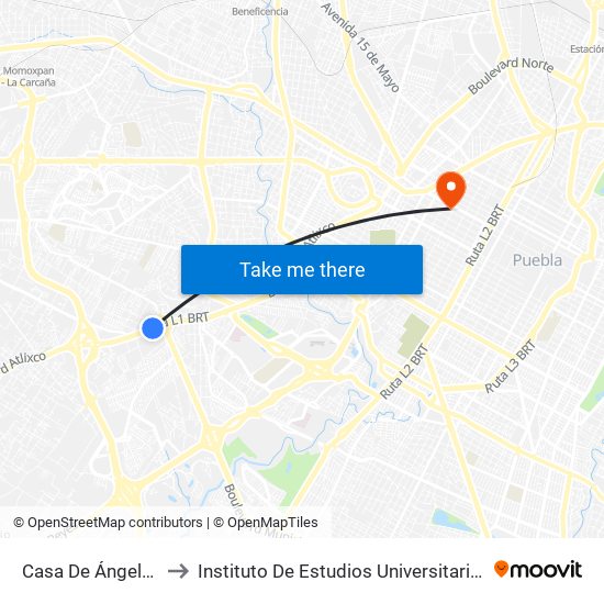 Casa De Ángeles to Instituto De Estudios Universitarios map