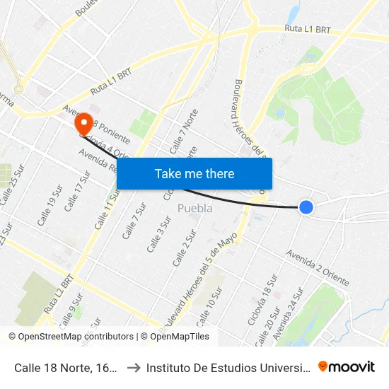 Calle 18 Norte, 1607_4 to Instituto De Estudios Universitarios map