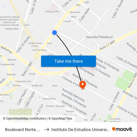 Boulevard Norte, 1186 to Instituto De Estudios Universitarios map