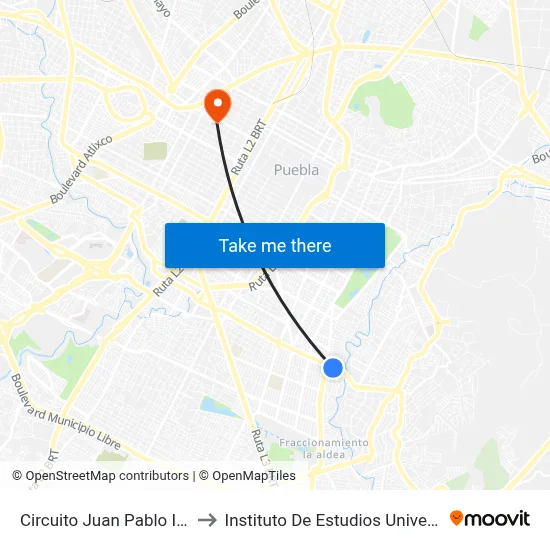 Circuito Juan Pablo Ii, 2452 to Instituto De Estudios Universitarios map