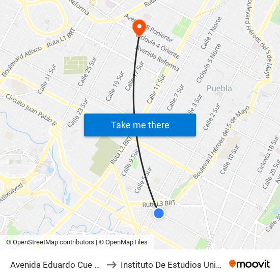 Avenida Eduardo Cue Merlo, 23 to Instituto De Estudios Universitarios map