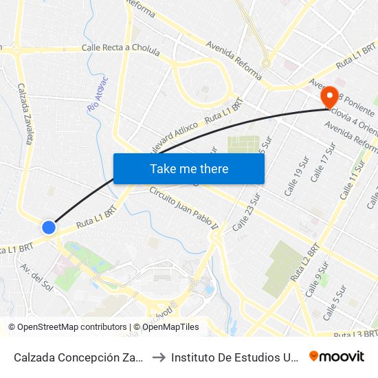 Calzada Concepción Zavaleta, 5626 to Instituto De Estudios Universitarios map