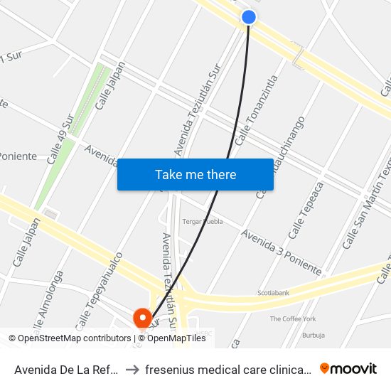 Avenida De La Reforma, 1 to fresenius medical care clinica esterinova map