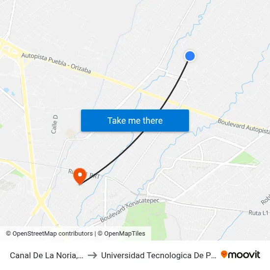 Canal De La Noria, 4_1 to Universidad Tecnologica De Puebla map