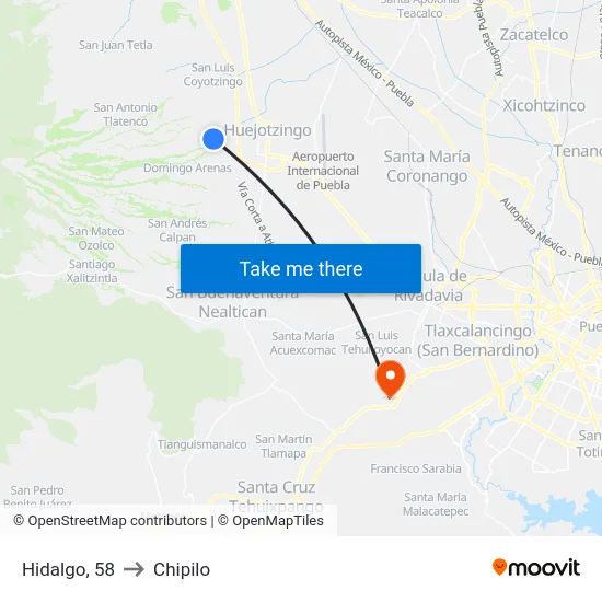 Hidalgo, 58 to Chipilo map
