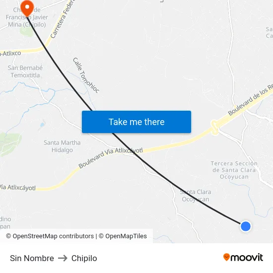 Sin Nombre to Chipilo map