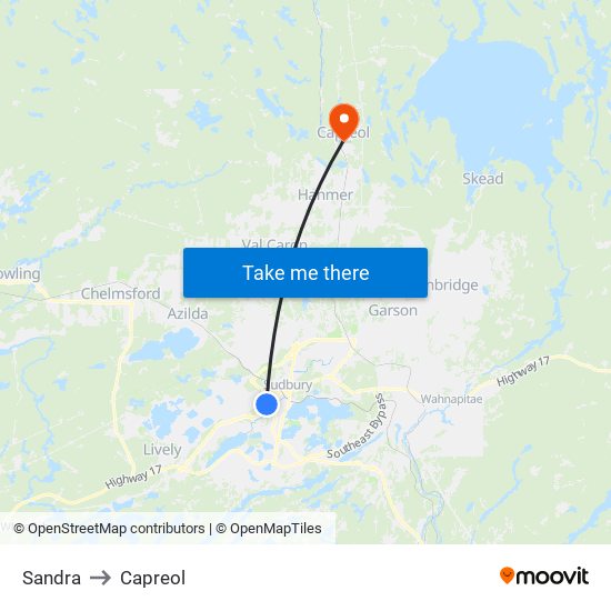 Sandra to Capreol map