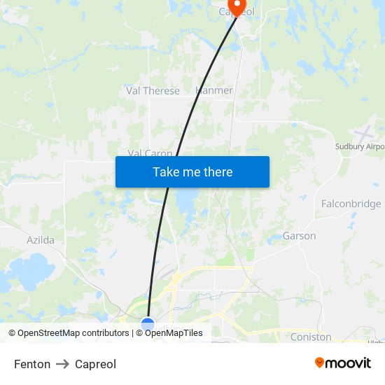 Fenton to Capreol map