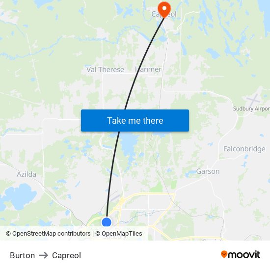 Burton to Capreol map