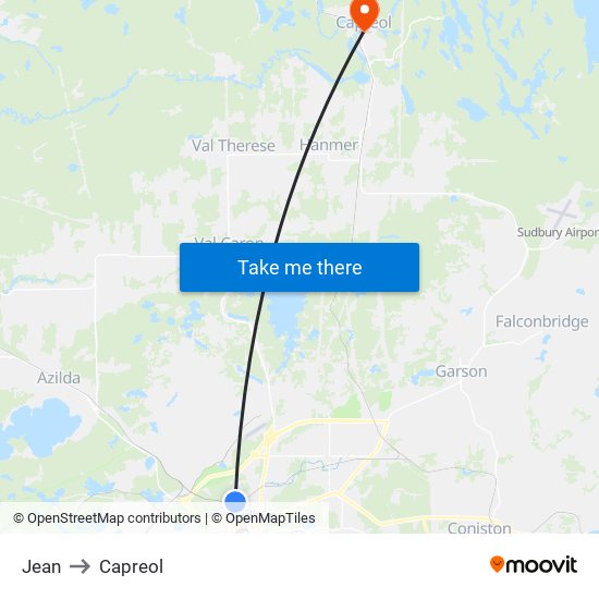 Jean to Capreol map