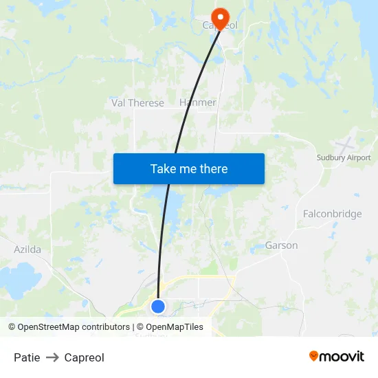 Patie to Capreol map
