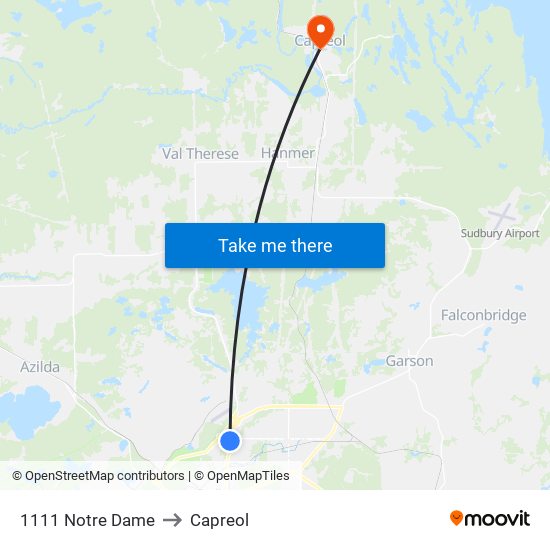 1111 Notre Dame to Capreol map