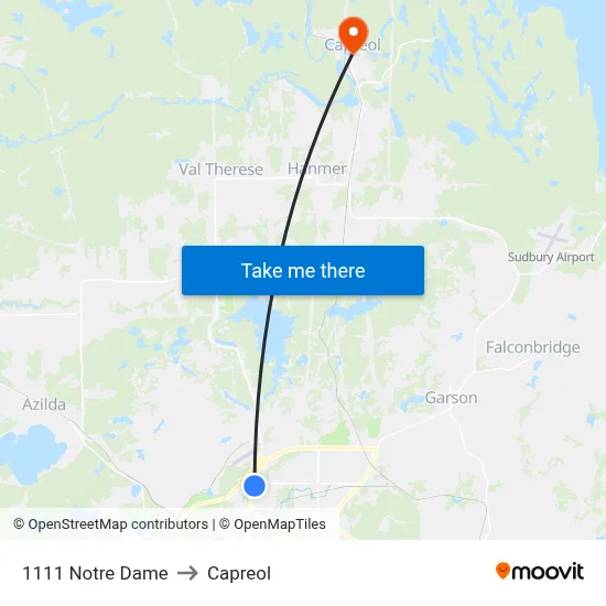 1111 Notre Dame to Capreol map