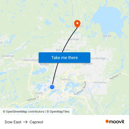 Dow  East to Capreol map
