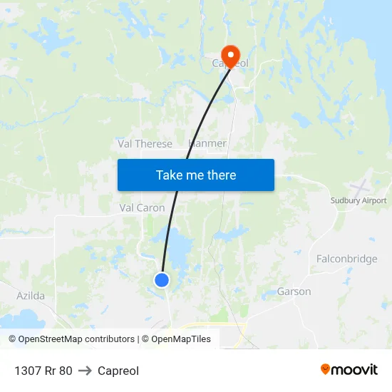 1307 Rr 80 to Capreol map