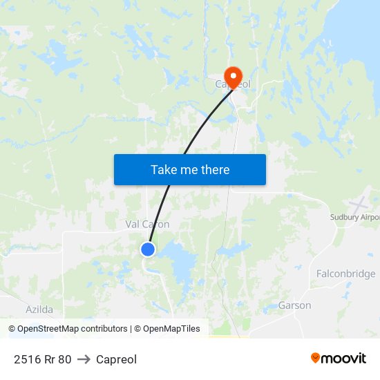 2516 Rr 80 to Capreol map