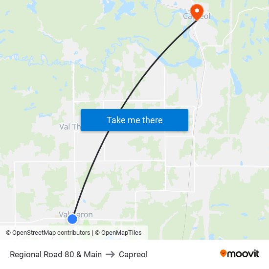 Regional Road 80 & Main to Capreol map