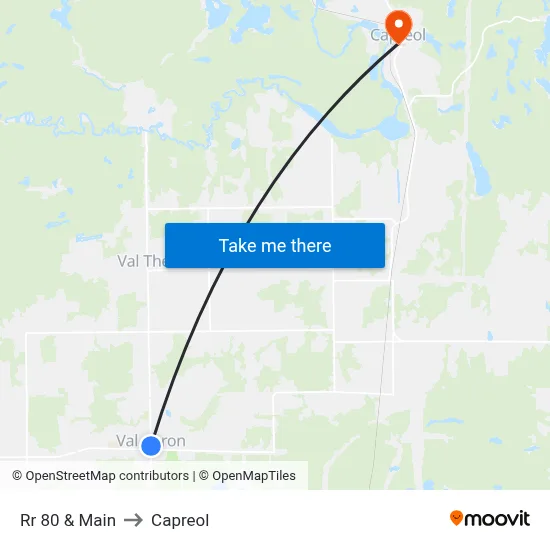 Rr 80 & Main to Capreol map