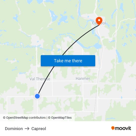 Dominion to Capreol map