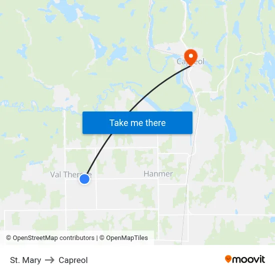 St. Mary to Capreol map