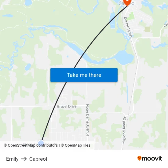 Emily to Capreol map