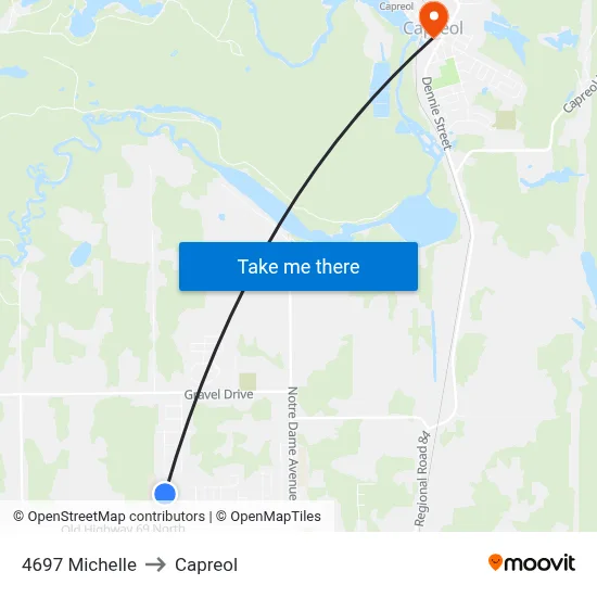 4697 Michelle to Capreol map