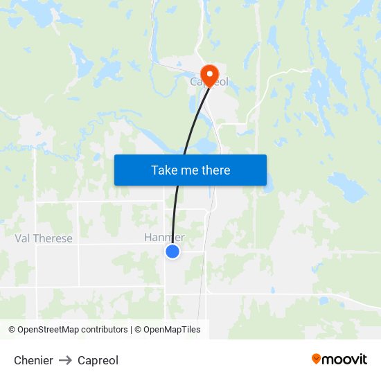 Chenier to Capreol map