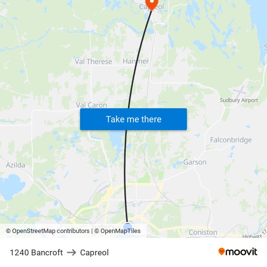 1240 Bancroft to Capreol map