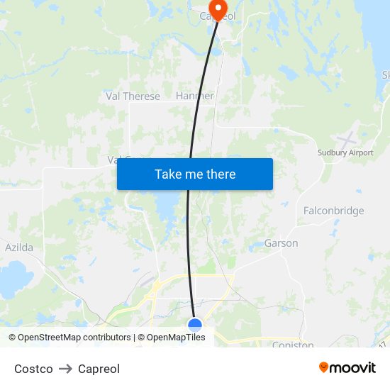Costco to Capreol map