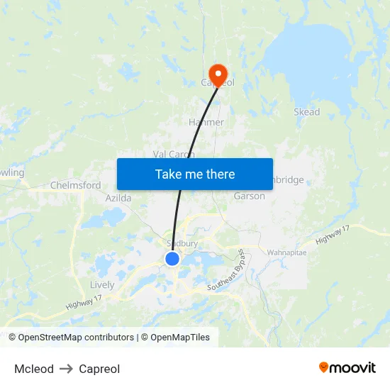 Mcleod to Capreol map