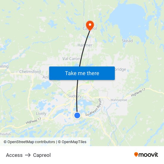 Access to Capreol map