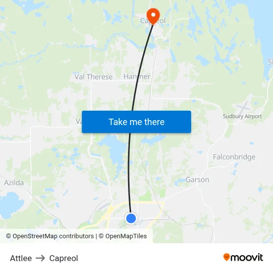 Attlee to Capreol map