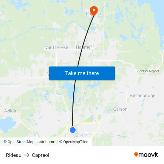 Rideau to Capreol map
