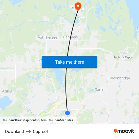 Downland to Capreol map