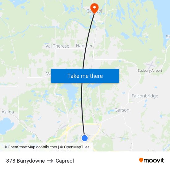 878 Barrydowne to Capreol map