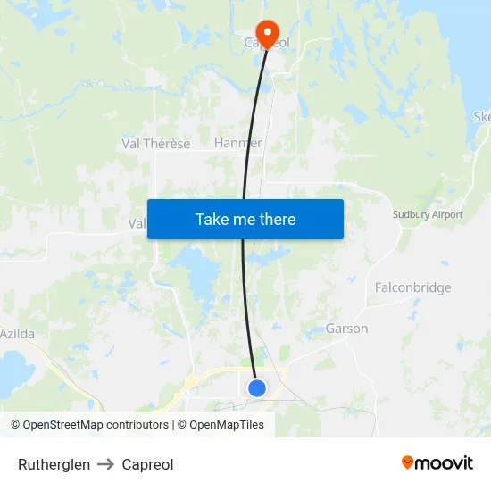 Rutherglen to Capreol map