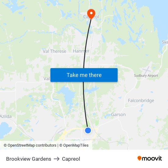 Brookview Gardens to Capreol map