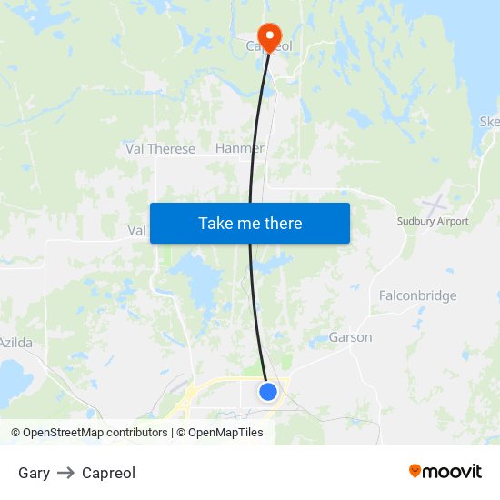 Gary to Capreol map